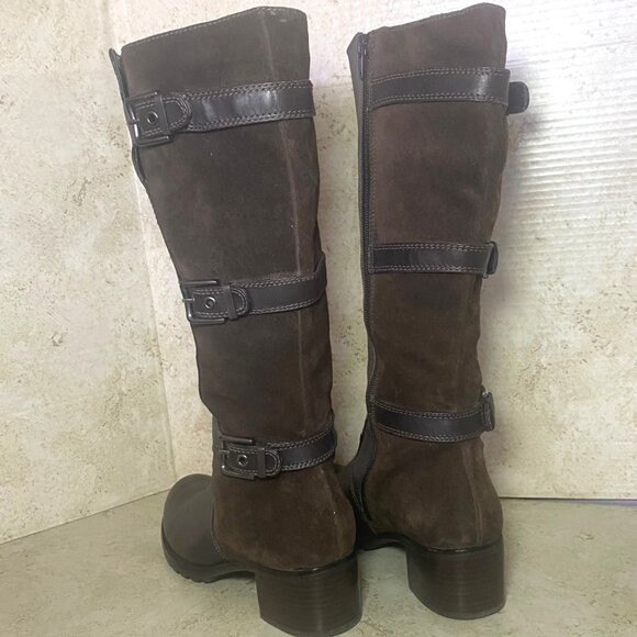 Ecco Womens Leather & Suede Knee-High Boots Buckle Accent Side Zipper Size 39 - Picture 5 of 11
